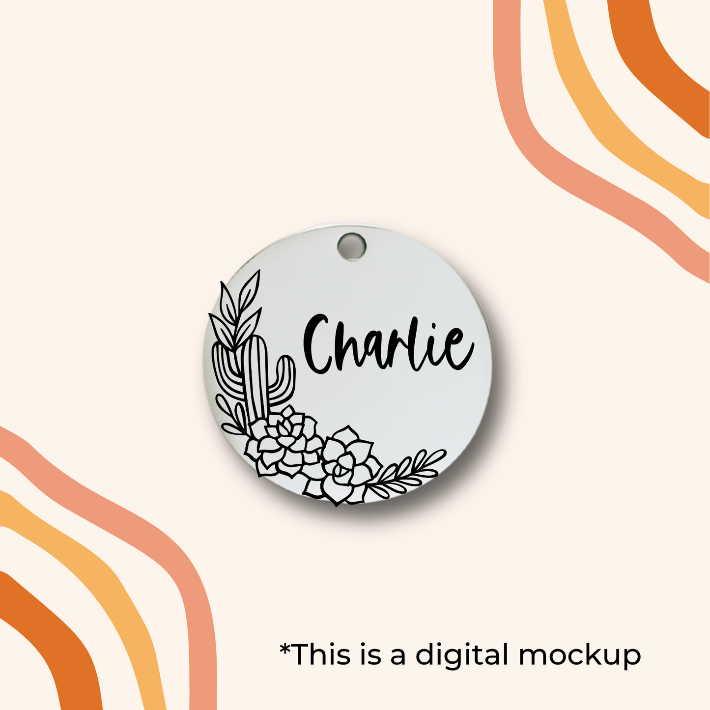 SAMPLE Cactus Border Pet ID Tag