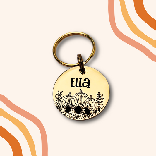 Sunflower Pumpkin Pet ID Tag