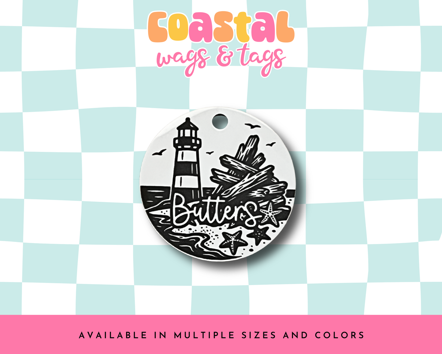 Lighthouse Driftwood Pet ID Tag