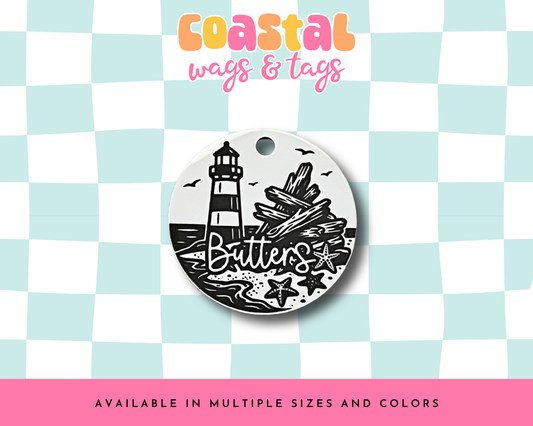 Lighthouse Driftwood Pet ID Tag
