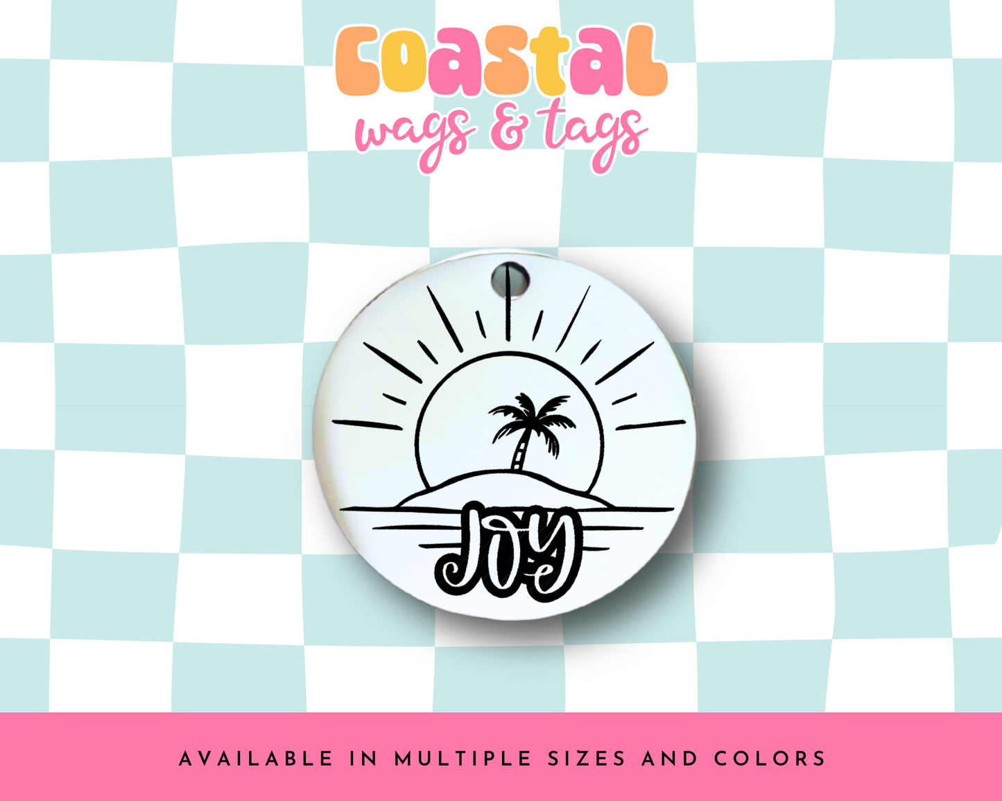 Palm Tree Sunset Pet ID Tag